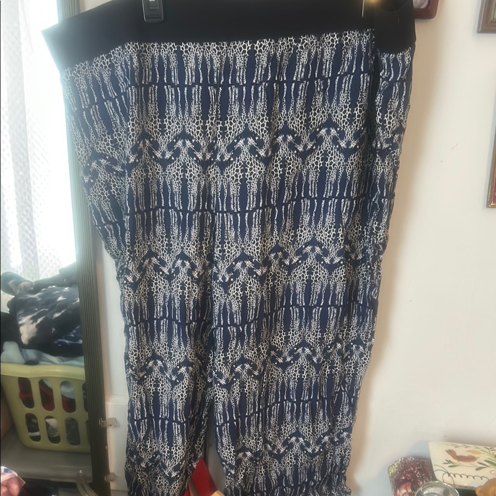 Alfani Navy and White Textured Pants
